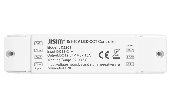 JC2201 12-24V 10A 120-240W 1-10V恒压灯带双色温控制器