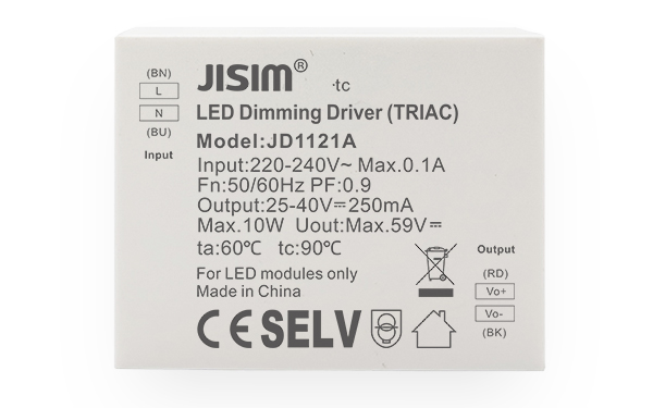 JD1121A 25-40V 250mA 10W 可控硅恒流 无频闪 调光电源